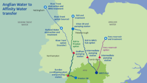 Map showing Anglian Water – Affinity Water Transfer