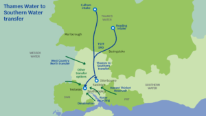 Map showing Thames Water to Southern Water Transfer 