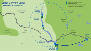 A map showing Upper Derwent reservoir expansion proposed solution in the RAPID programme