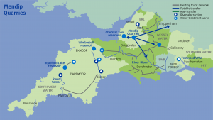A map showing Mendip Quarries a proposed solution in the RAPID programme