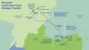 A map showing both Minworth and Grand Union Canal strategic transfer at gate 2
