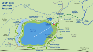 A map showing South East strategic reservoir at gate 2