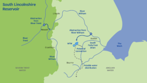 A map showing South Lincolnshire Reservoir at gate 2