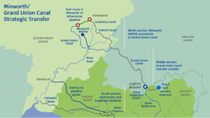A map showing the Minworth and Grand Union Canal Strategic Transfer