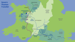 A map showing the Severn Thames Transfer